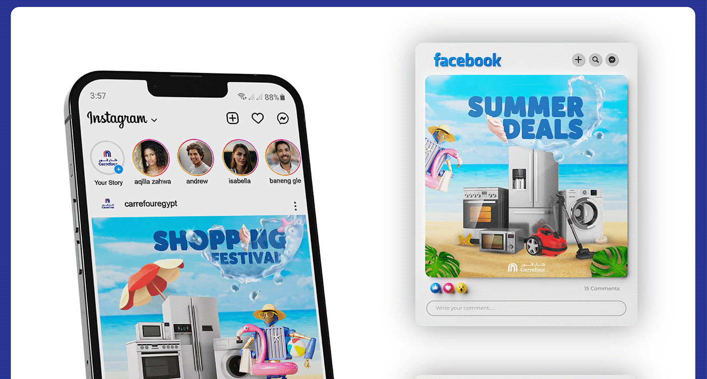 design Social media post Graphic Designer Socialmedia Case Study Carrefour summer Catalogue catalog flyer
