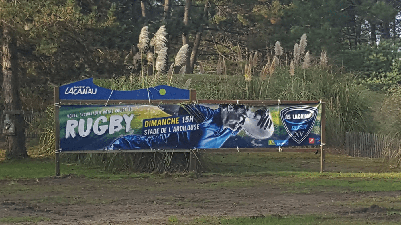affichage rond point banderole club de rugby de lacanau Lacanau lacanau océan saison rugby 2021