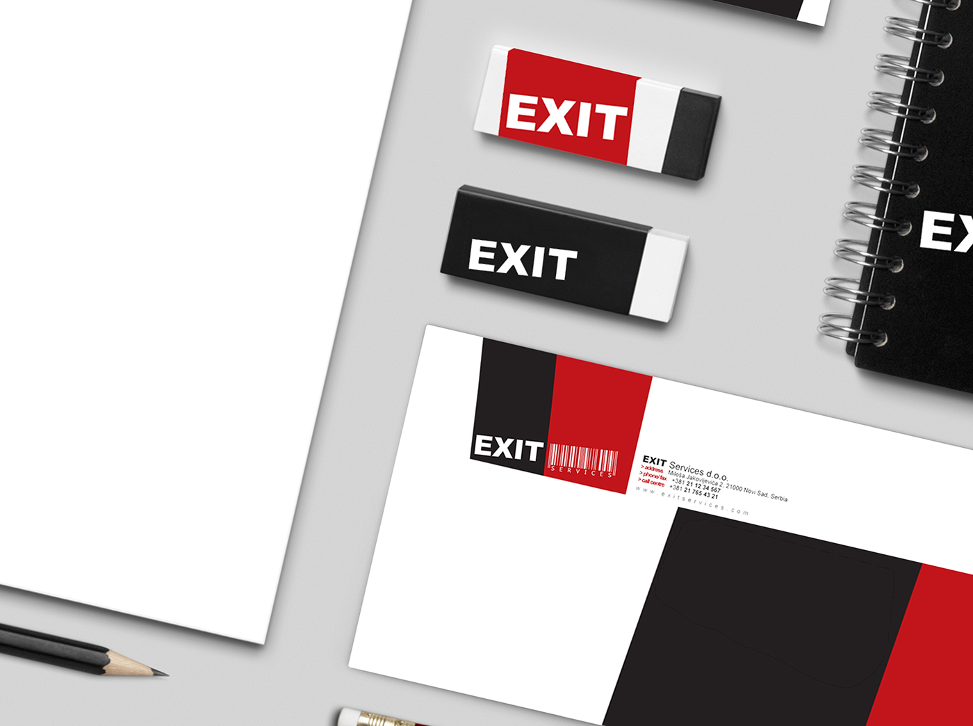 Exit Corporate Design business card envelope Memo