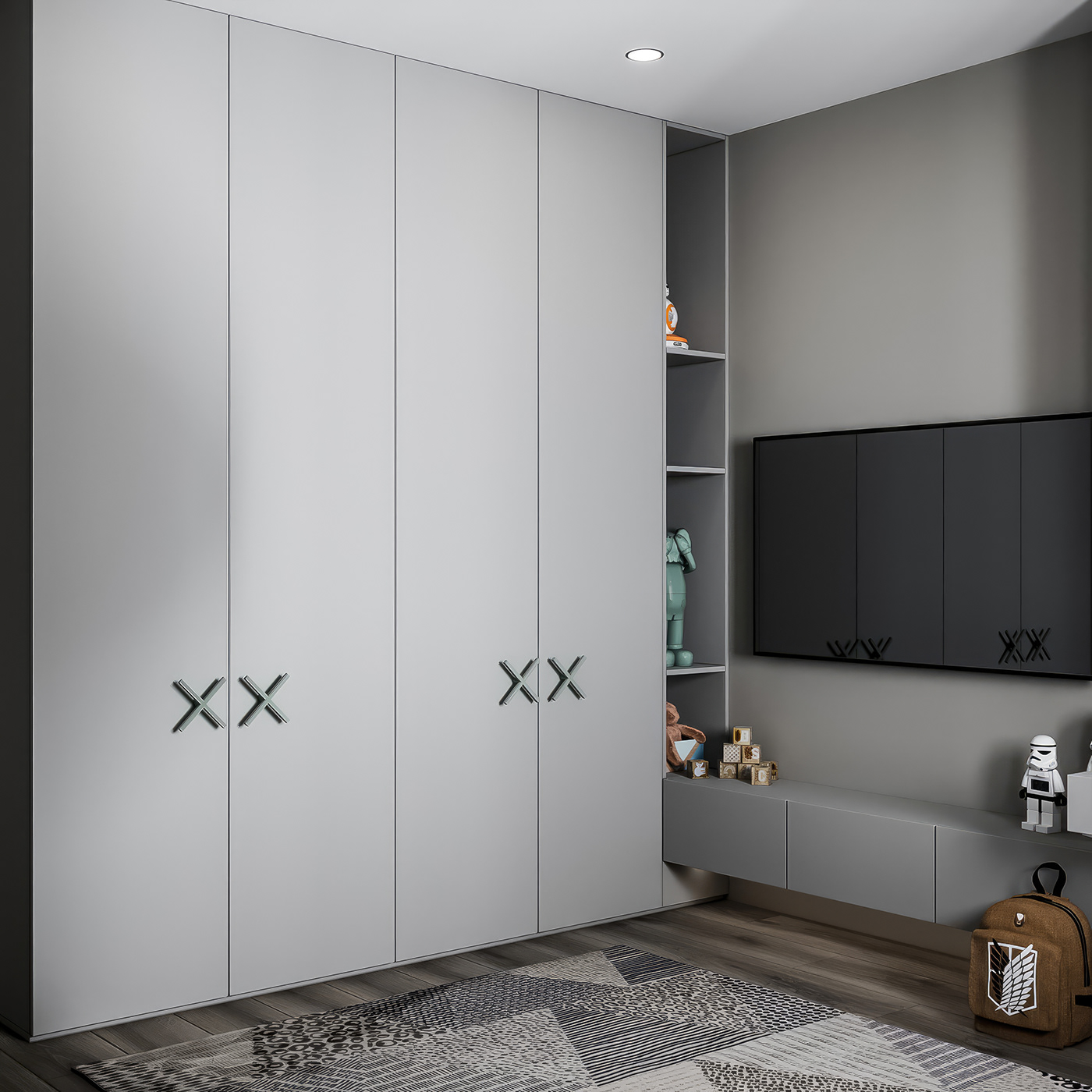 bedroom blue design visualization architecture archviz Render 3ds max interior design  corona