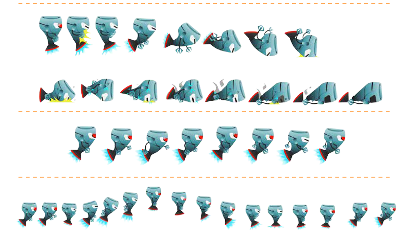 sprites robots concept design game design  Character design  motion graphics  animation 2d