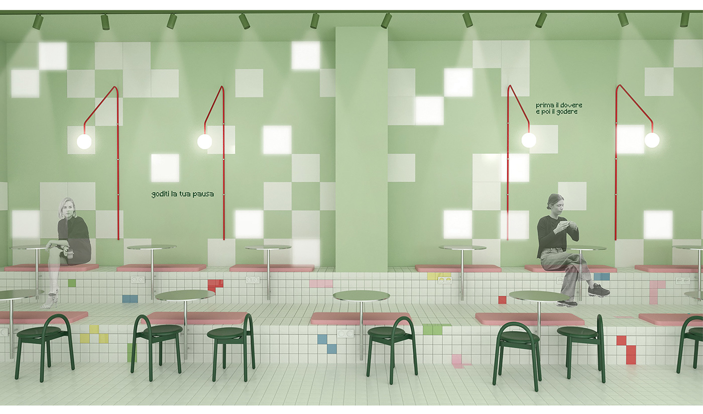 Rhinoceros Render 3D interior design  restaurant Packaging vray render IED milano milano Godo