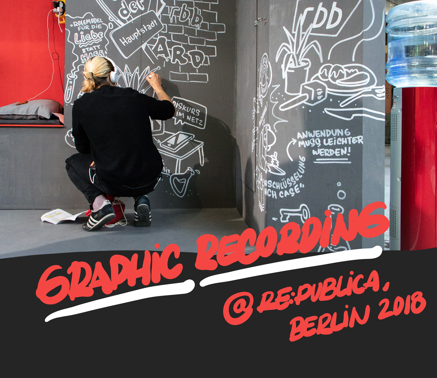 graphic recording visual recording live illustration live drawing re:publica stand design corporate illustration Wimmelbild heimat active Sign Writing