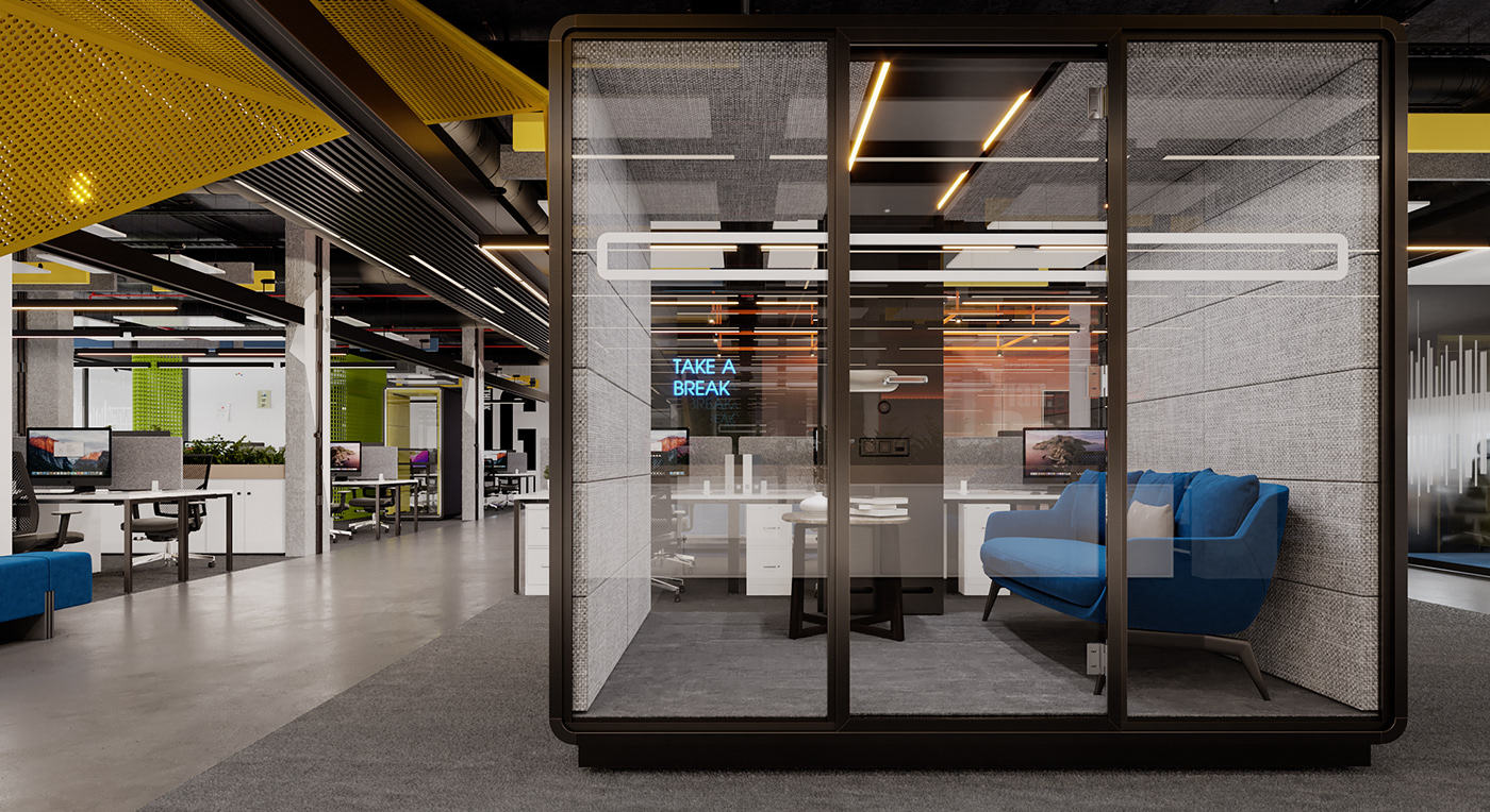 3dmax administration archviz corona render  Interior interior design  OFFICE RENDER visualization workspace workstation