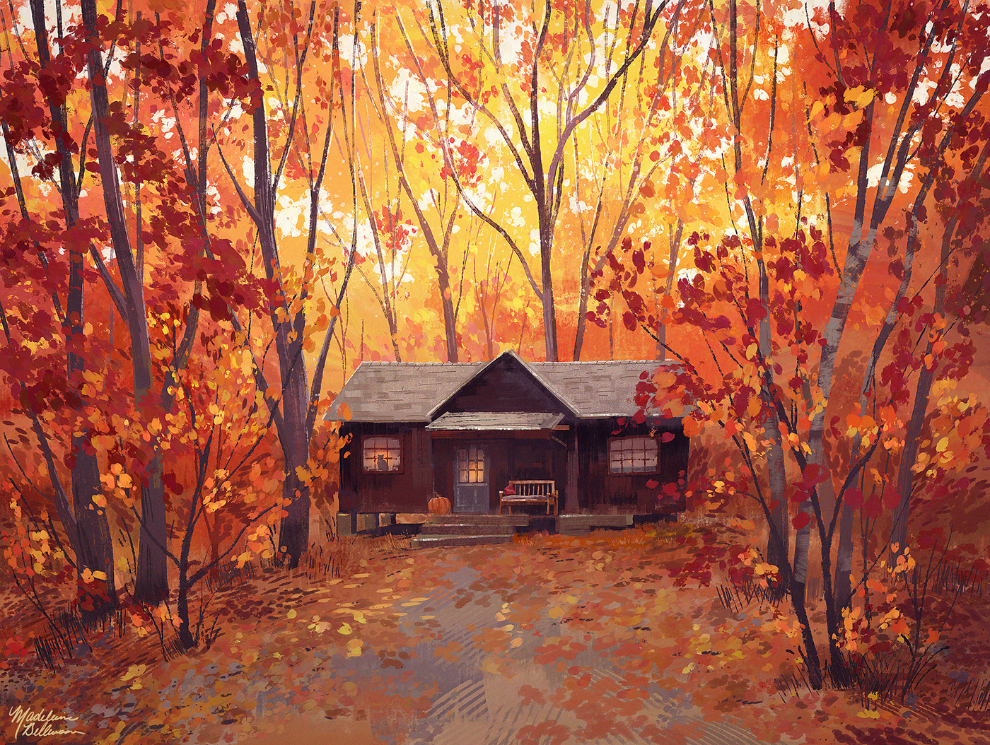 autumn cabin cozy environment Fall