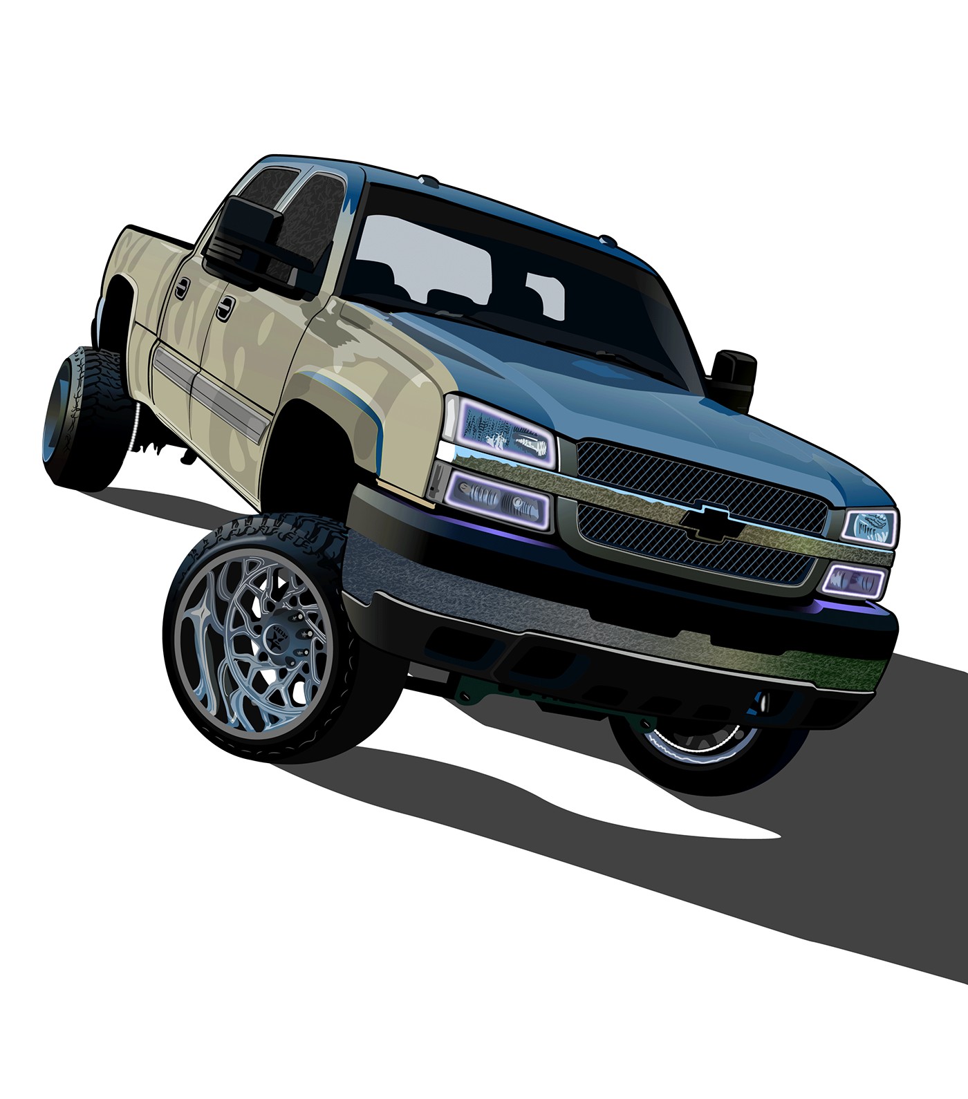 adobe illustrator automobile Digital Art  digital illustration ILLUSTRATION  Racing silverado Truck vector Vehicle