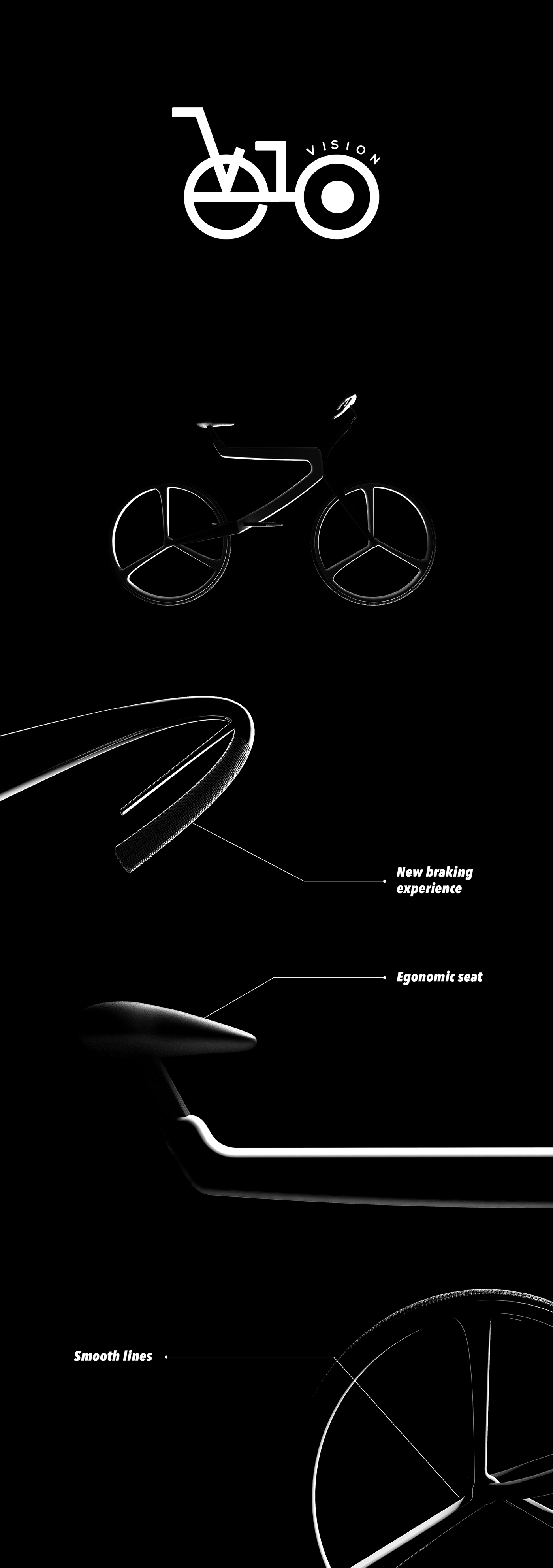 Bike product design city smooth clean soft black and white less is more minimal