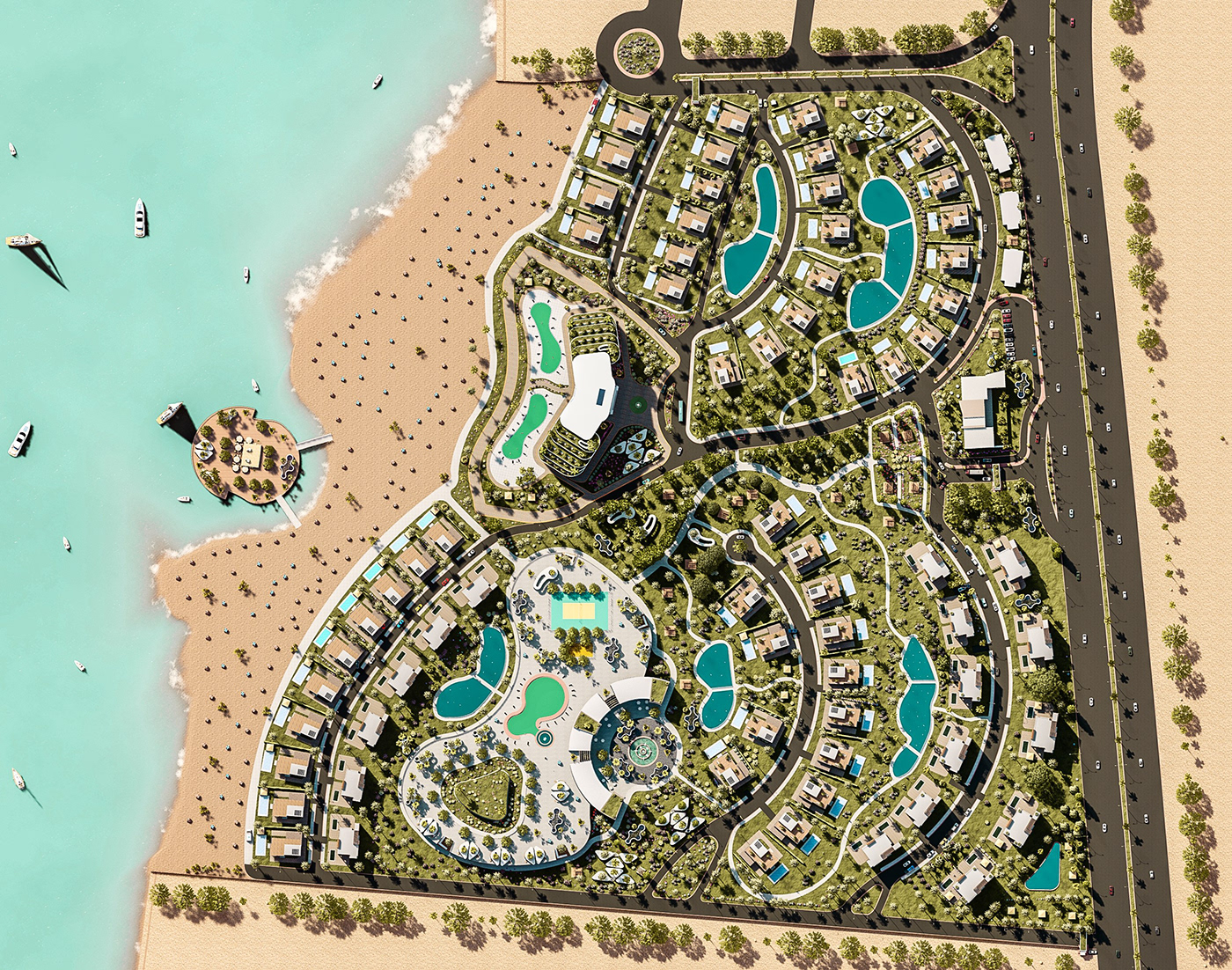 resort hotel Villa architecture chalet visualization Urban Landscape beach water