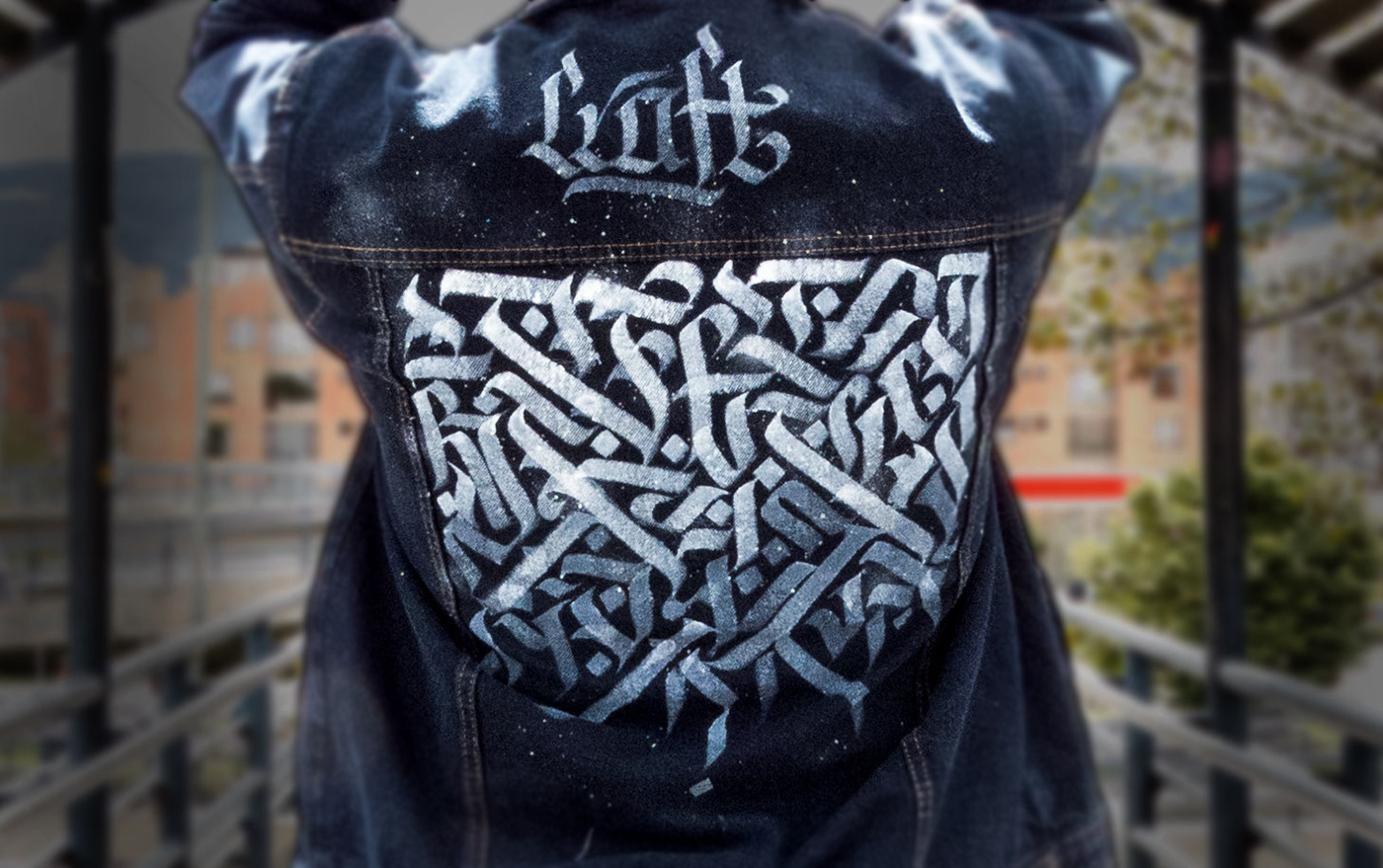 Calligraphy   caligrafia lettering Fashion  Denim jacket moda calligraphymasters art design