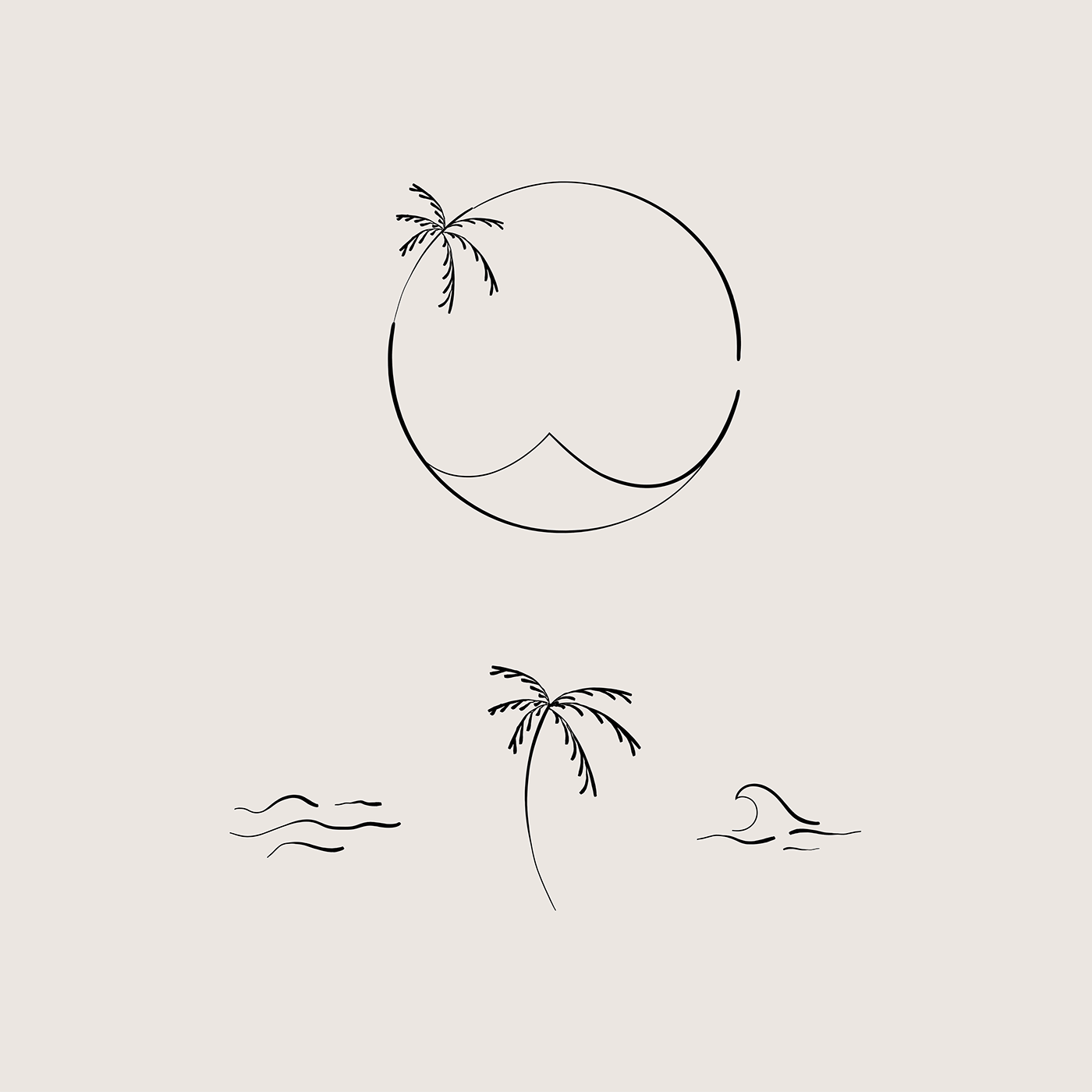 ILLUSTRATION  tattoo design Tattoo Art Palm Tree Surf brand Brand Design visual identity beach branding beachillustration tattoo flash