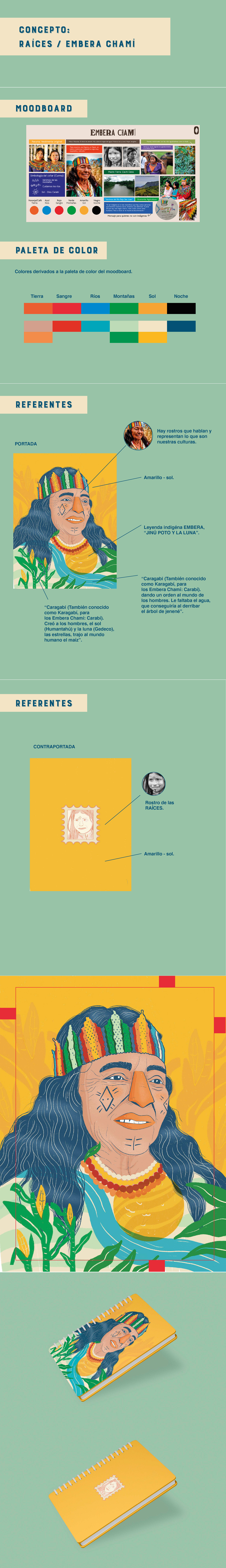 book design ILLUSTRATION  Drawing  Procreate Indigenas raices colombia editorial design identity