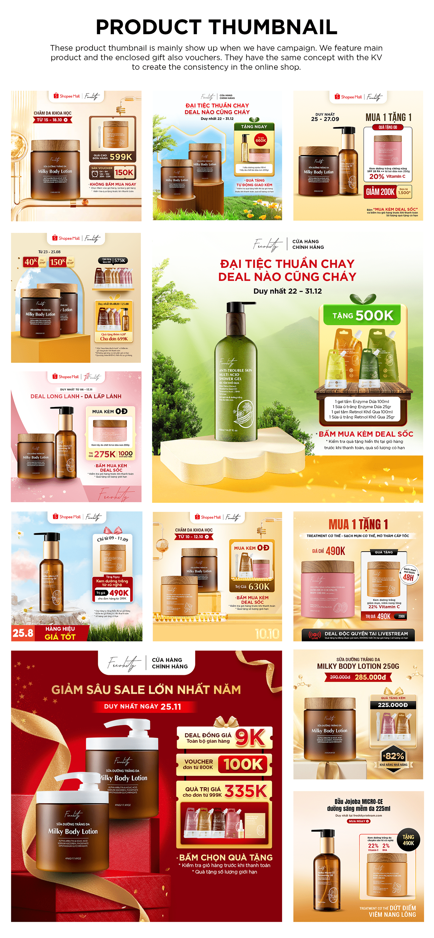 Advertising  beauty Cosmetic Ecommerce freshity graphic design  lazada LZD Shopee Tiki