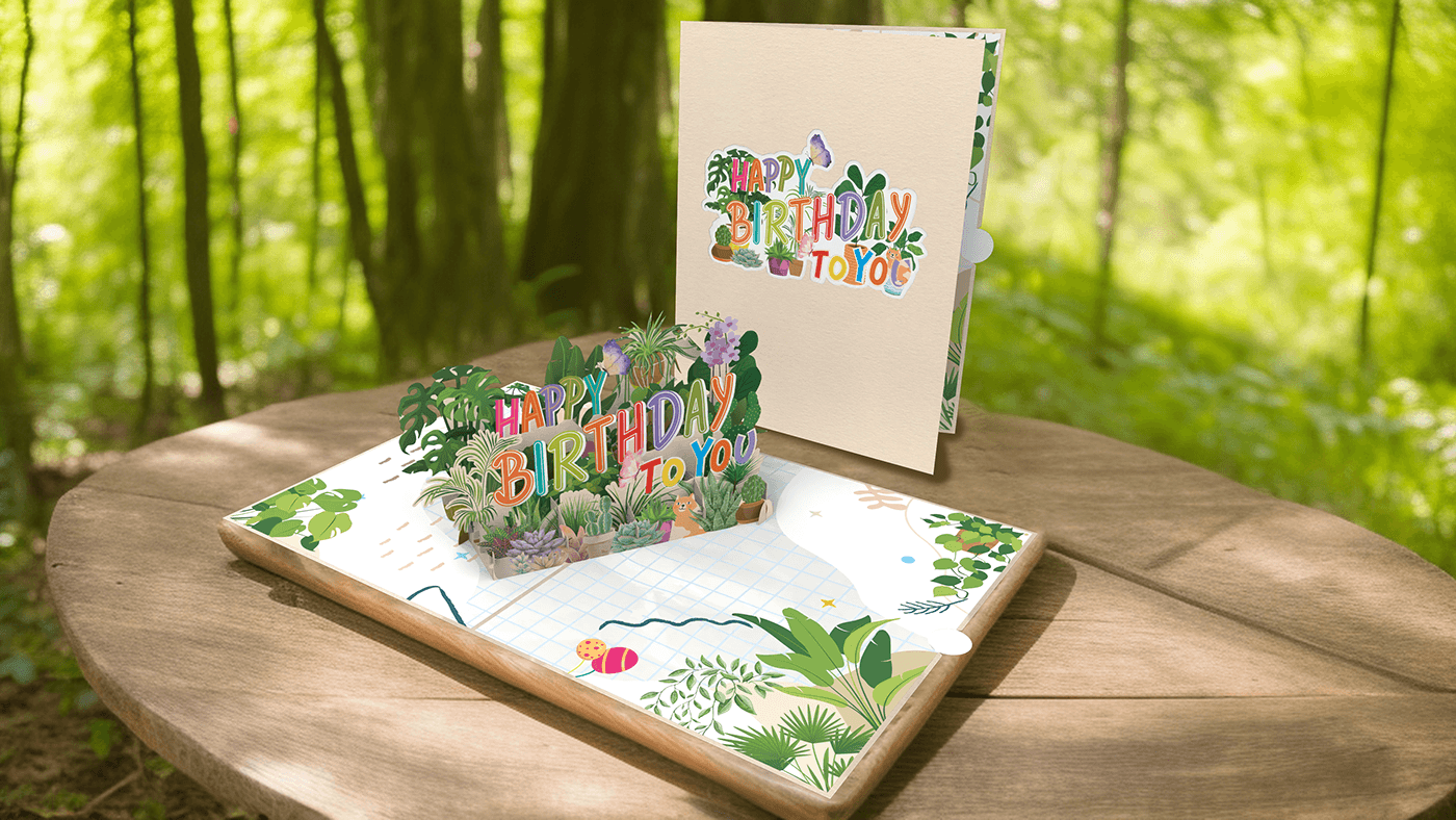 handmade pop-up book Kraft happy happy birthday graphic design  motion graphics  Graphic Designer gift popup card