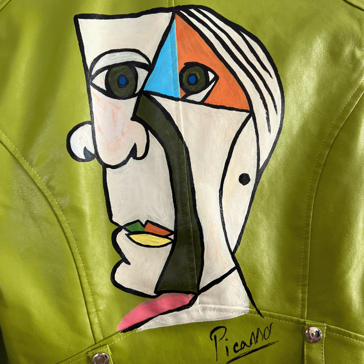 jacket leather Picasso imagination Real Custom phrase quote Unique Paiting