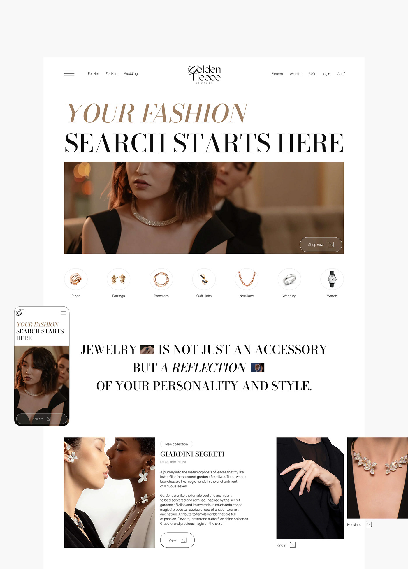 beauty Ecommerce Fashion  jewelry store typography   UI/UX Web Design  Golden Fleece золотое руно