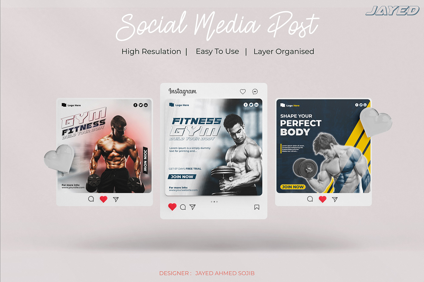 Advertising  banner BodyBuilding fitness gym Instagram Post marketing   Social media post Socialmedia workout