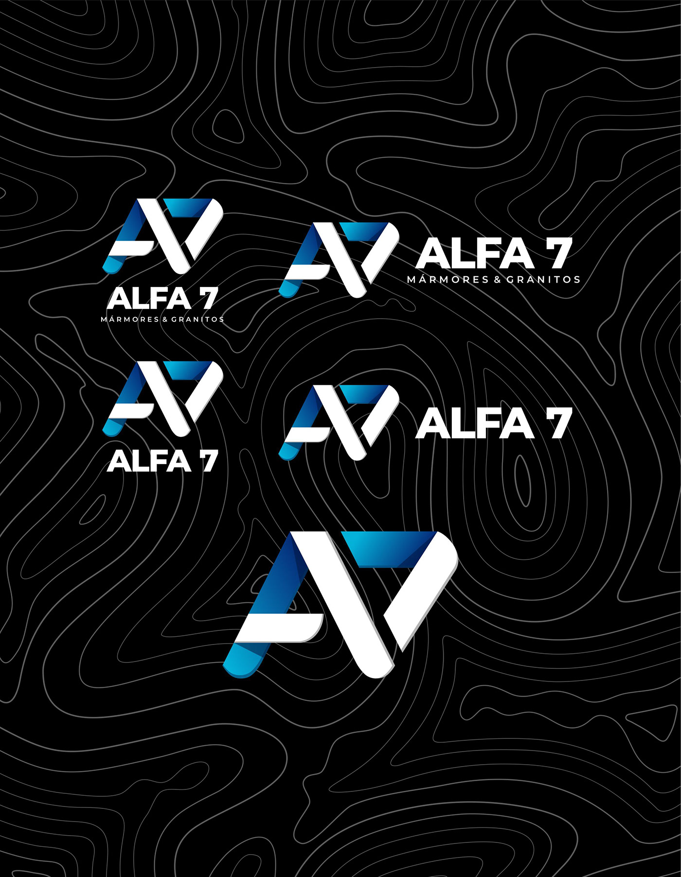 A7 alfa7 dégradé gradiente granitos identidade visual logo Logotipo marca Mármores