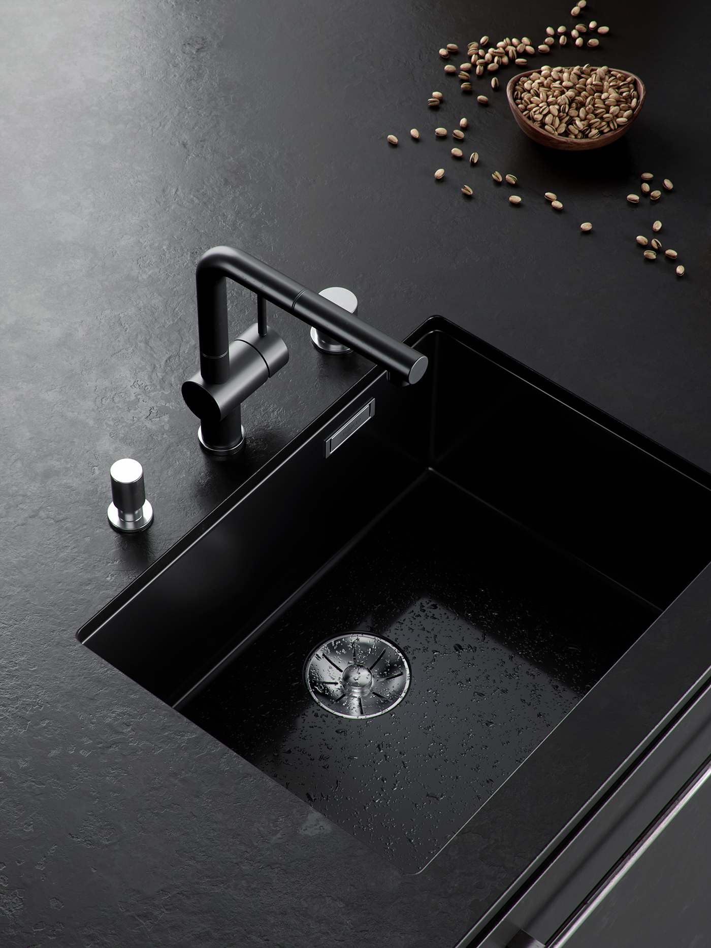 kitchen dark minimalistic Sink Faucet brass