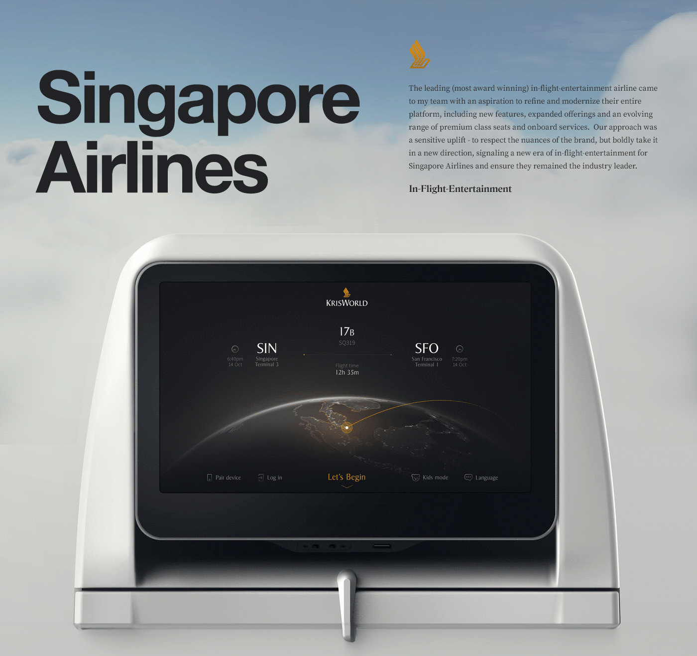 IFE Airlines singapore airlines hmi UI ui design ux Interface in flight entertainment in-flight-entertainment