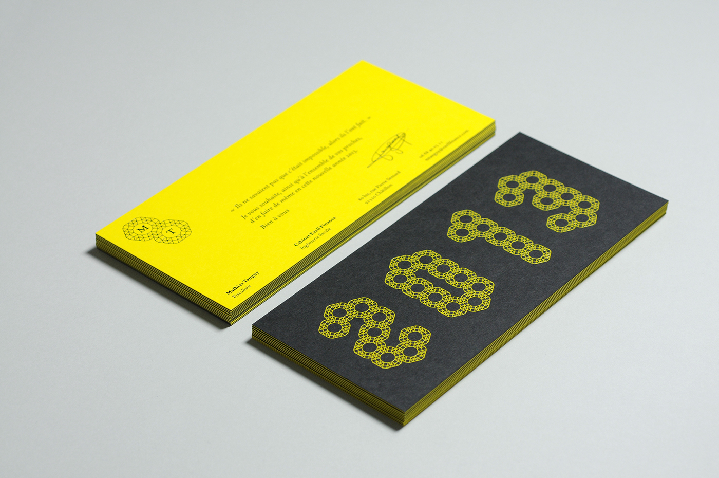 Foil Blocking yellow hot stamping duplex visual identity