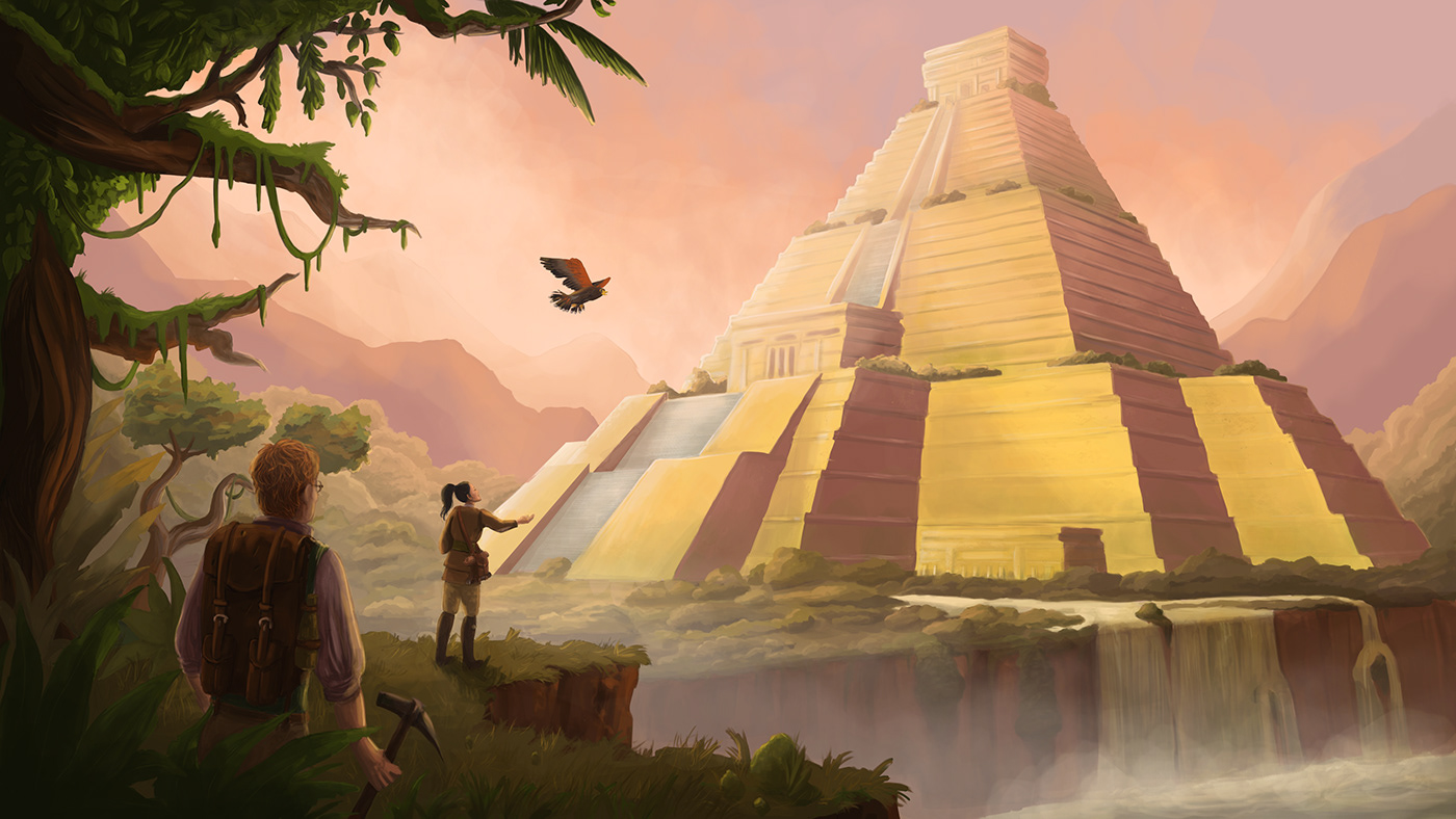 adventure archeology aztec concept art concept illustration digital 2d digital painting Environment design ILLUSTRATION  pyramide