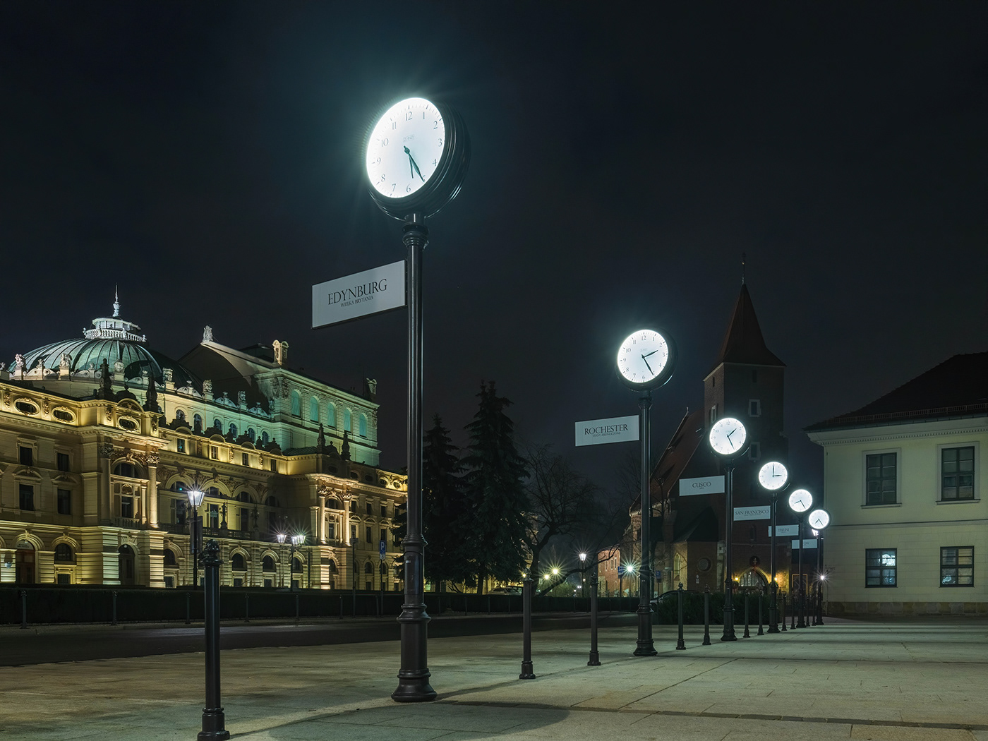 center city December krakow light night poland