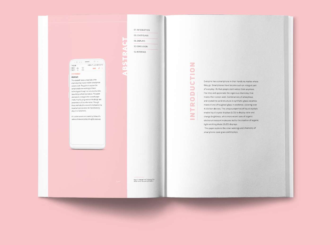 Adobe Portfolio Research Paper print design  simplistic pink Powerpoint presentation slideshow