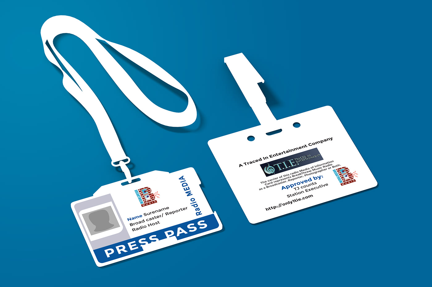 ID card design press pass visiting card
