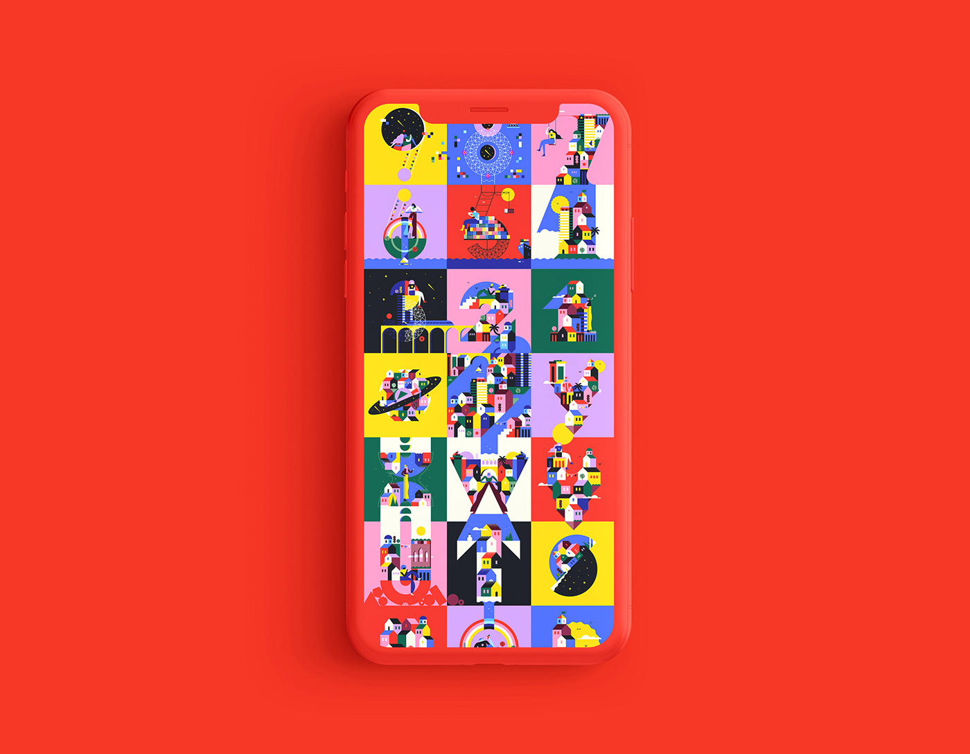 Character design  animation  loop building building blocks city colorful people geometric 36daysoftype