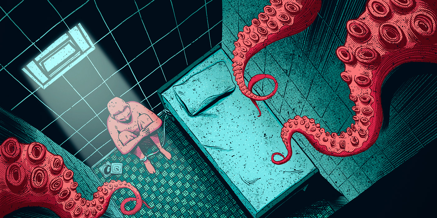 editorial octopus prison texture halftone Drugs intercept