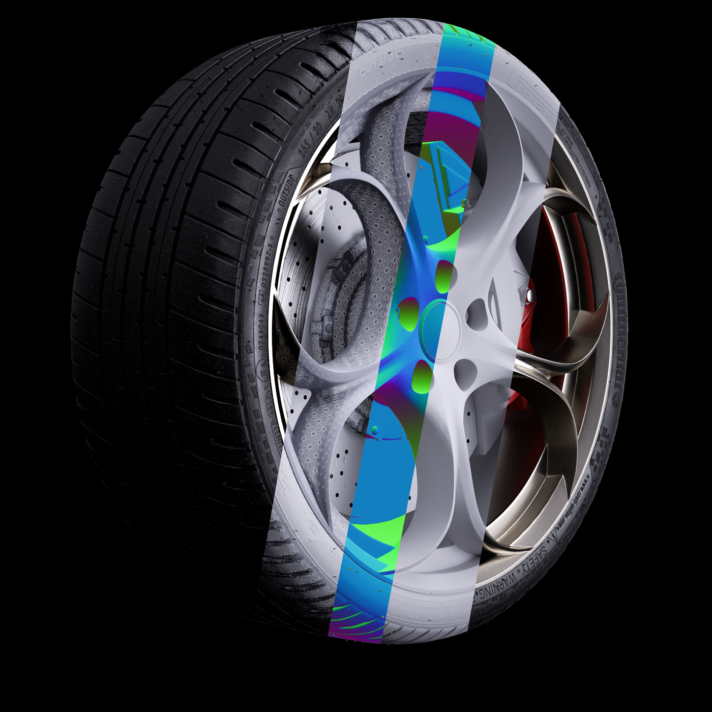 Tire rim octane Render vray realistic shader studio 3D model