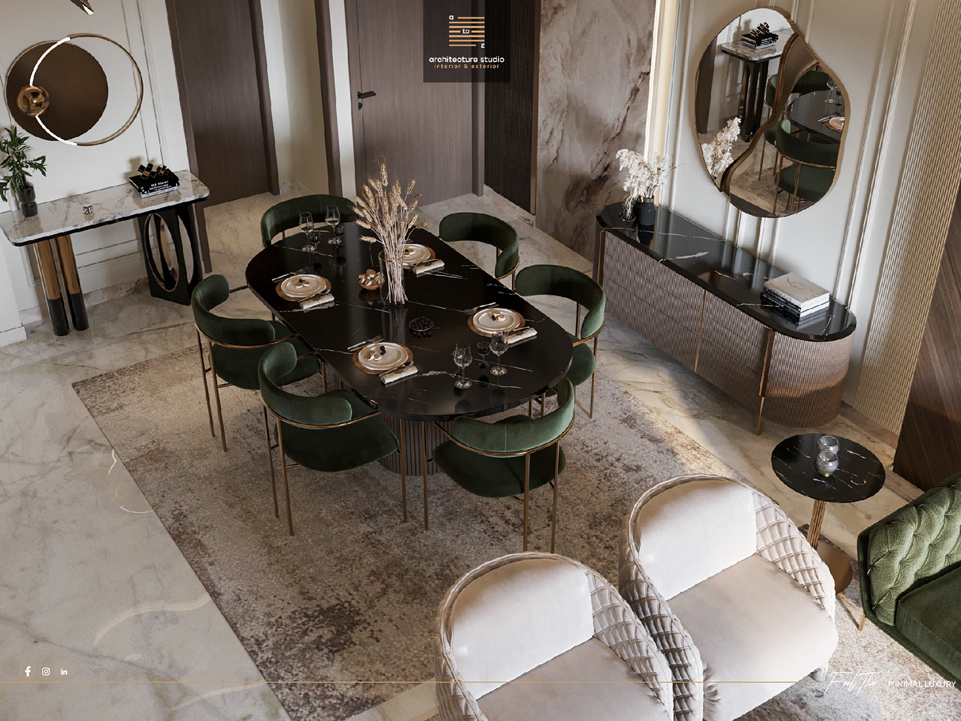 luxury reception interior design  architecture Render visualization 3D modern design арт