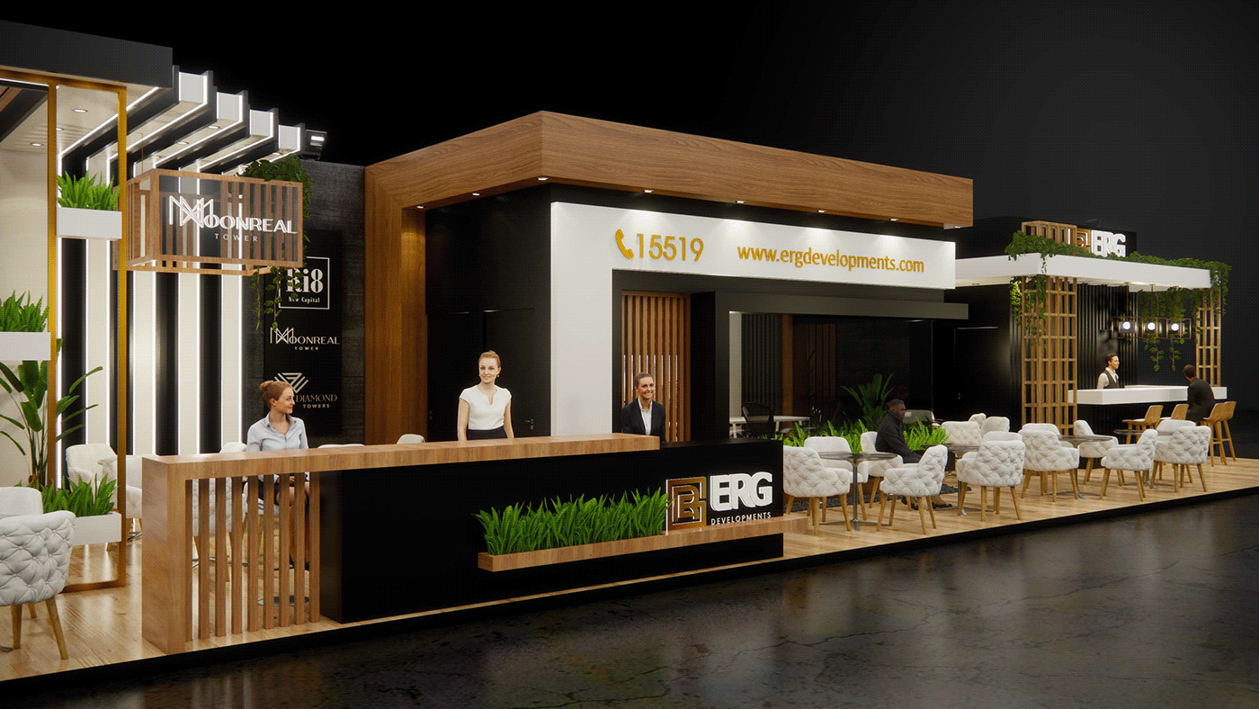 3D 3ds max Advertising  architecture art direction  booth creative Exhibition  Stand visualization