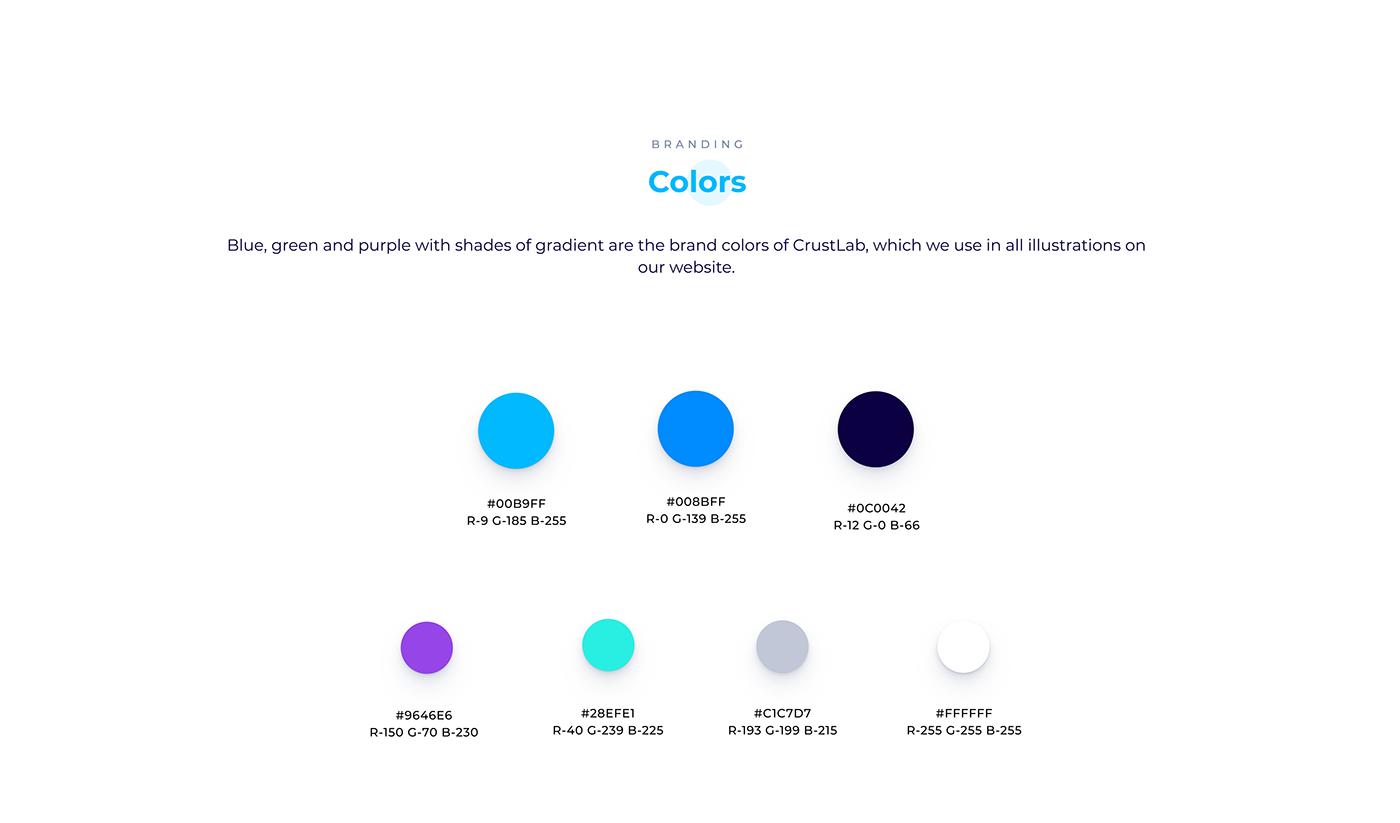 CrustLab's website colors