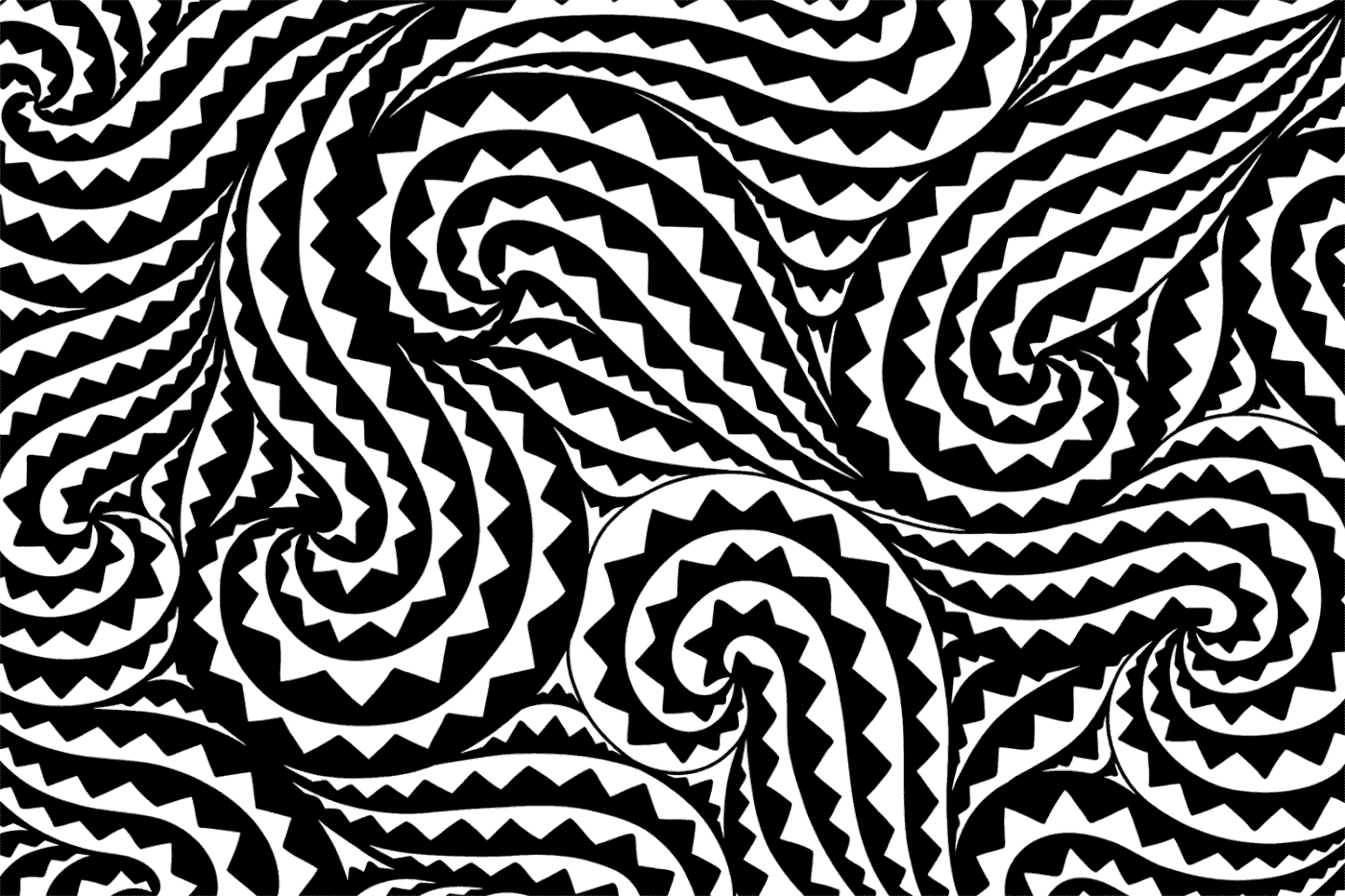 An animated abstract black and white pattern.