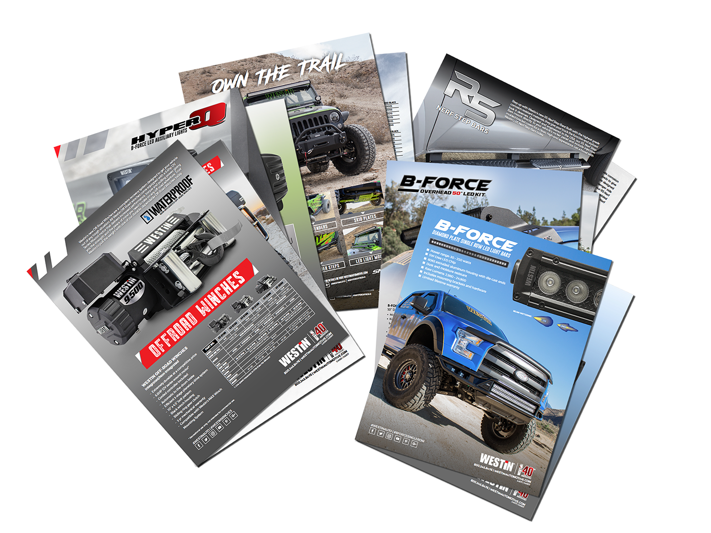 flyers brochures automotive   Aftermarket Winches led lights Step Bars jeep