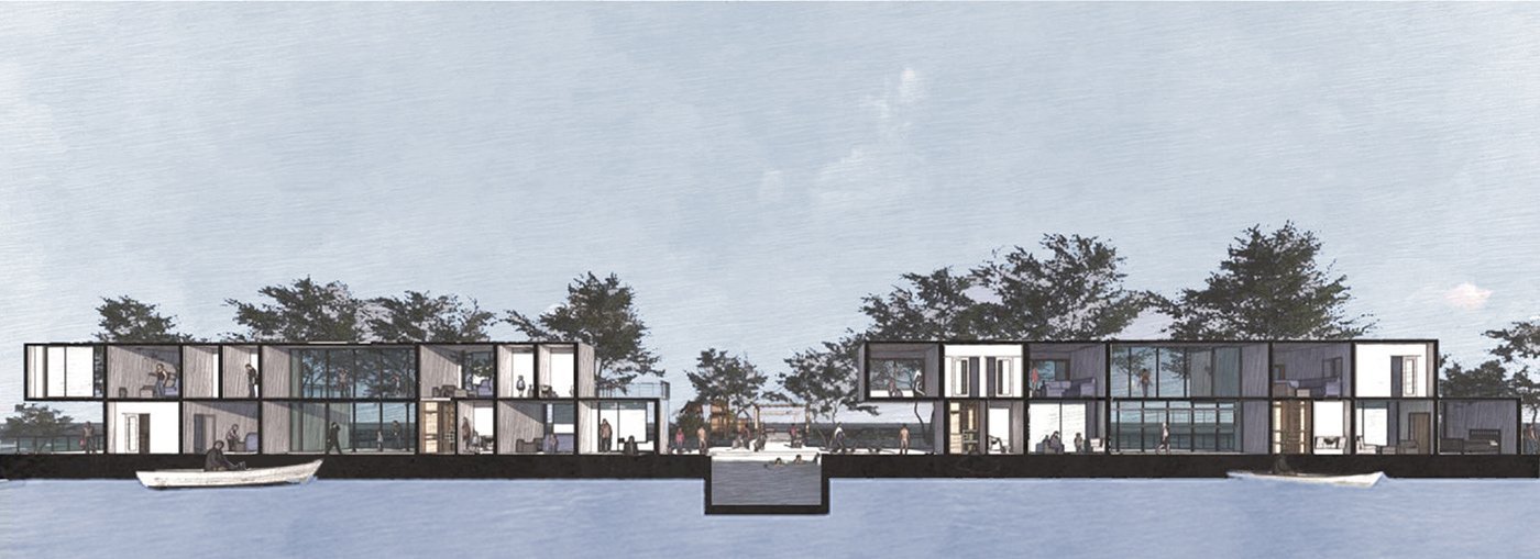 affordable housing architecture floating house visualization