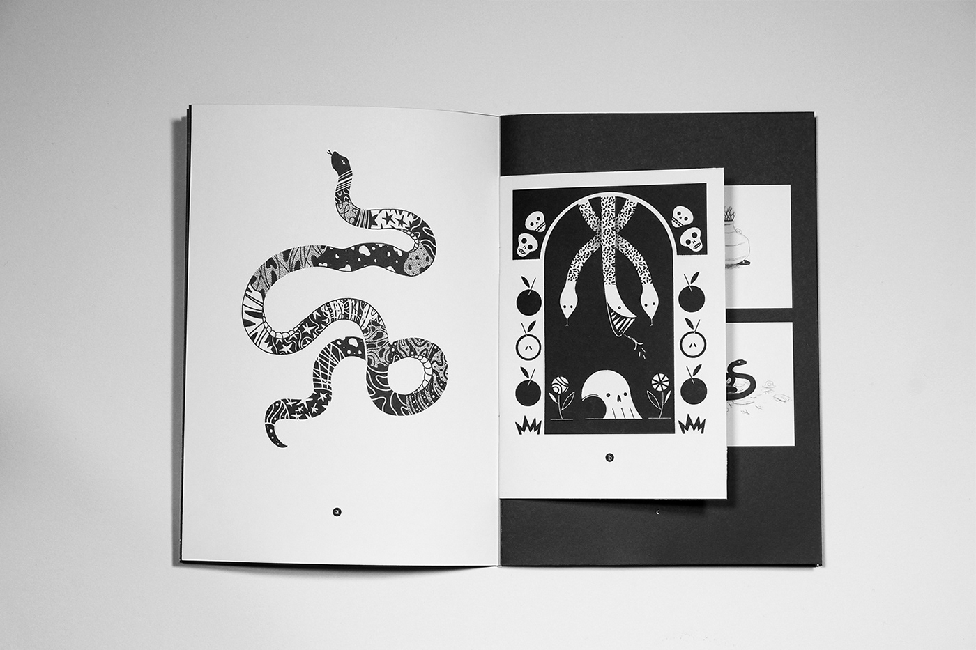 book editorial fanzine ILLUSTRATION  monotono print publication requiescat snakes Zine 