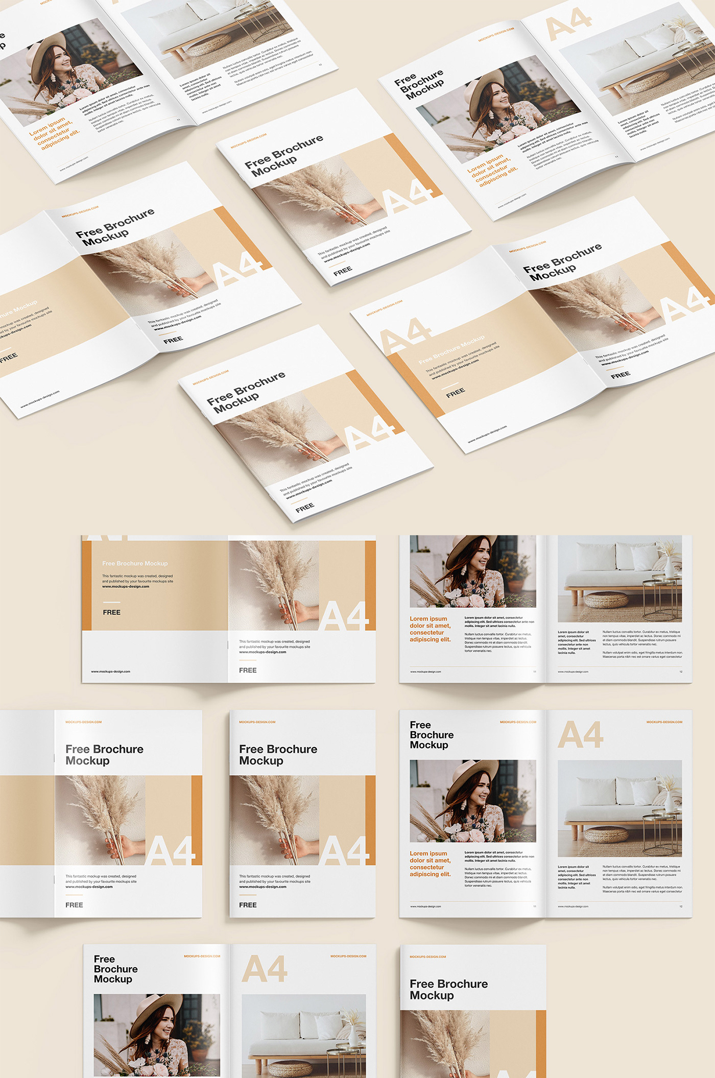 A4 Brochure Grid Mockup that comes in two high-resolution files with endless possibilities.