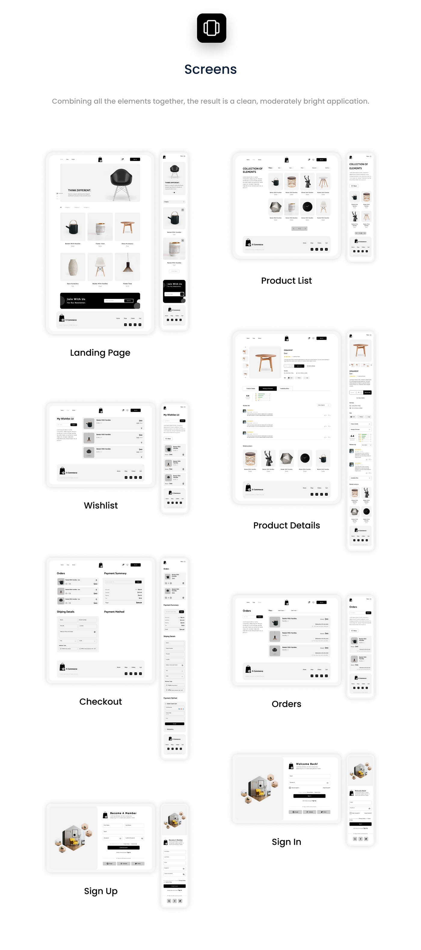 E COMMERCE mobile design UI Web Design  Responsive Design