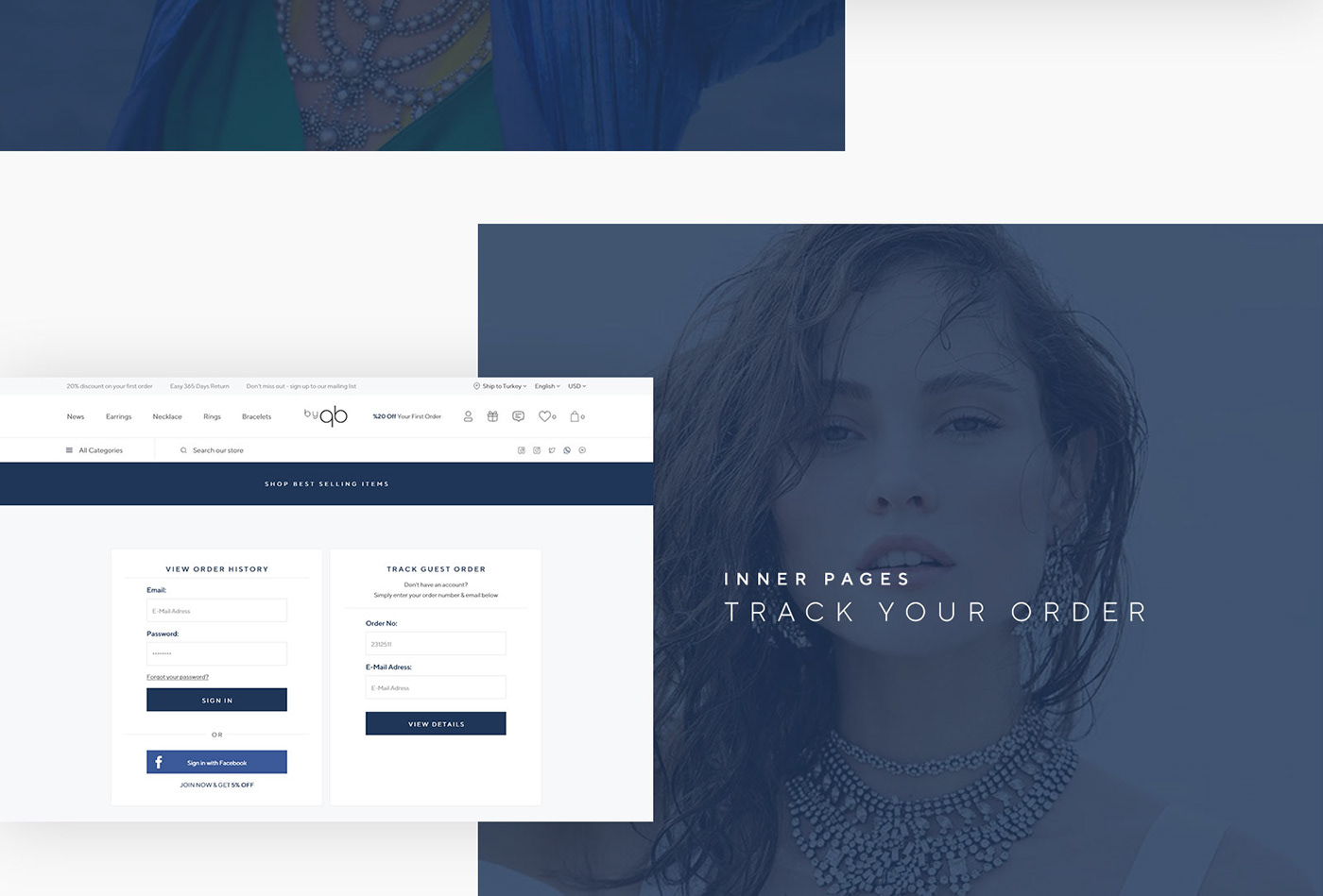 jewelry delivery store e-commerce online store shop Web Design  UI ux Adobe XD