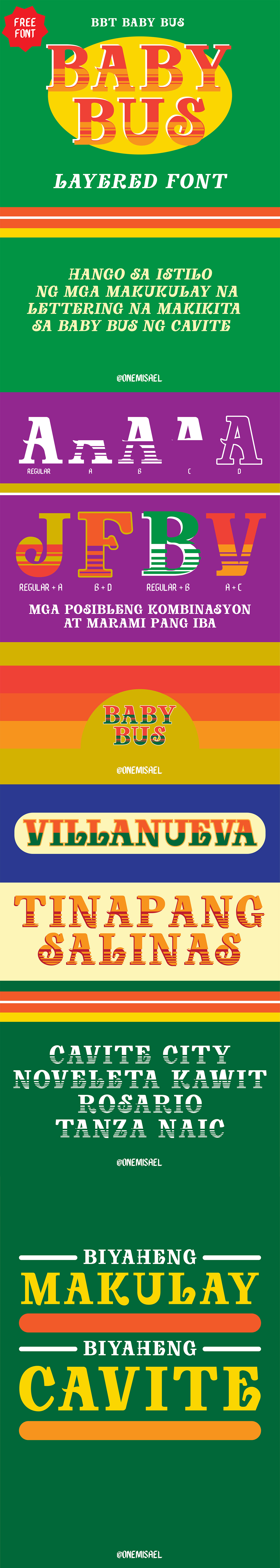 Free Baby Bus Slab Serif Font Family is a layered and creative typeface.