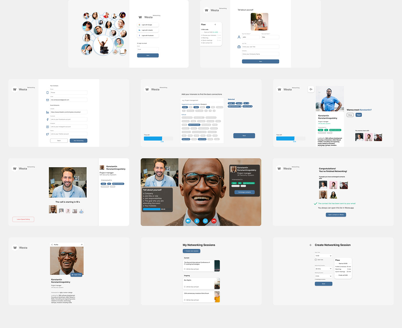Event matching networking research UI ux videochat