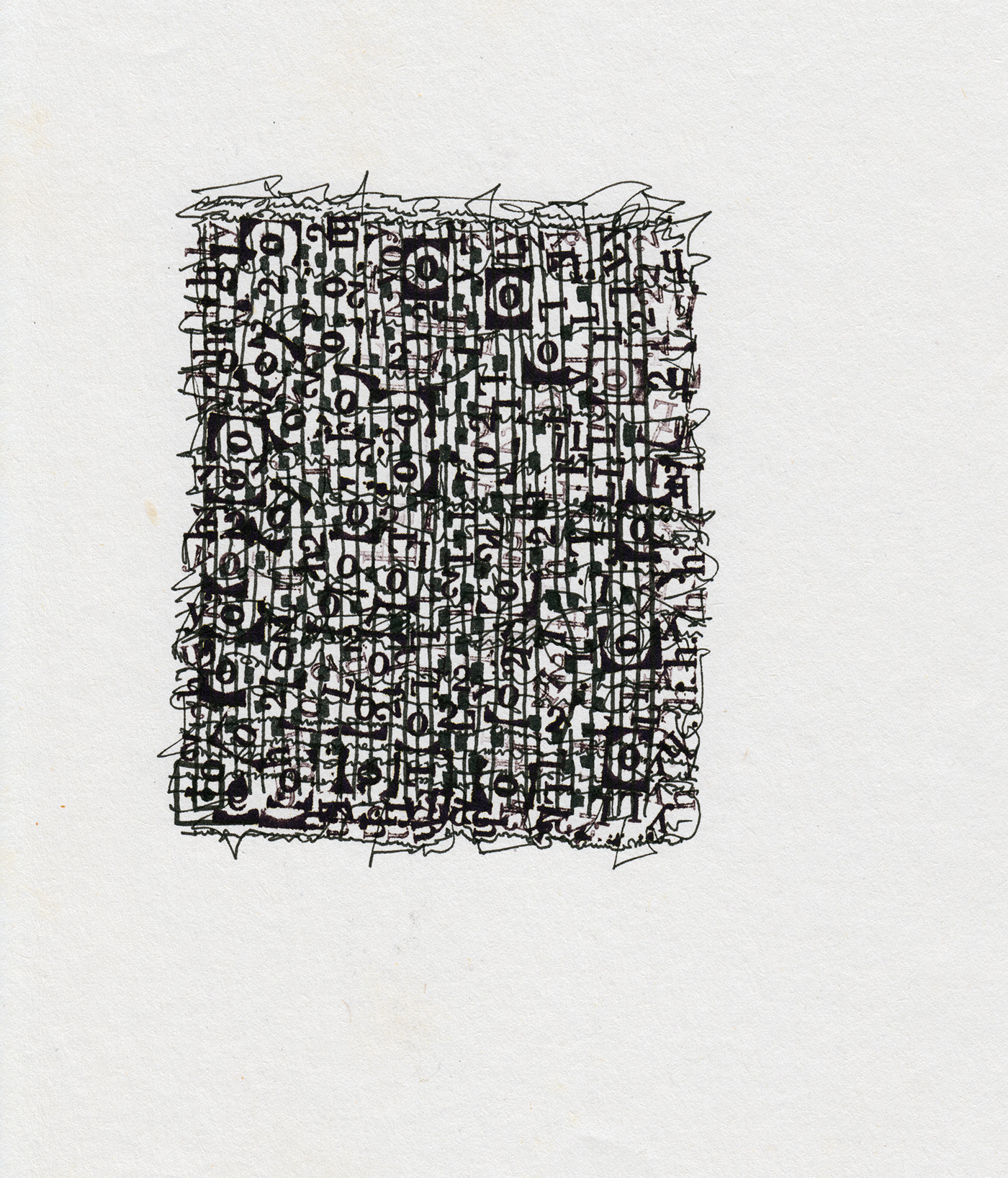 asemic asemic writing concrete poetry Dada Poetry  ink on paper typewriting