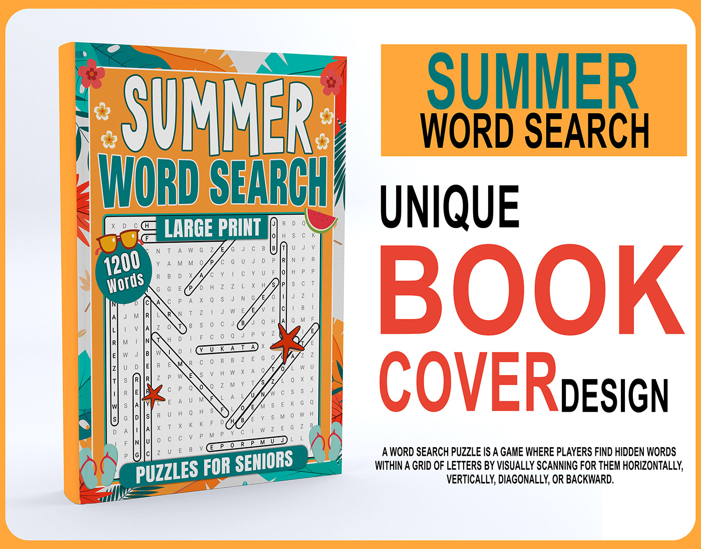 Summer Word Search Book Cover Design