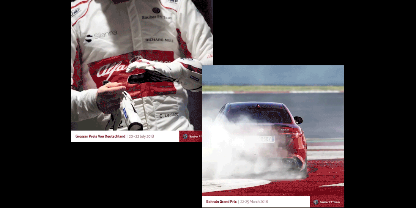 alfa romeo Formula 1 f1 Instagram Stories sauber leclerc Ericsson FERRARI pirelli infographic