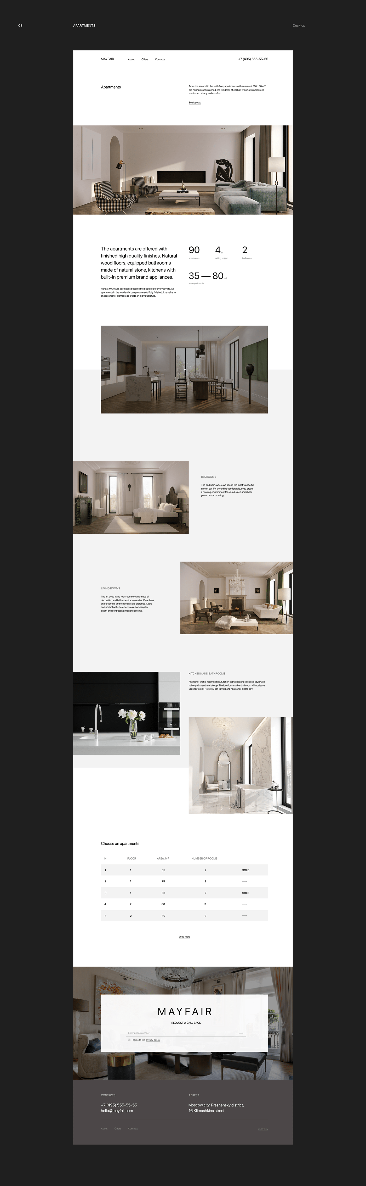 apartments club house concept design landing Minimalism real estate uprock ux Webdesign