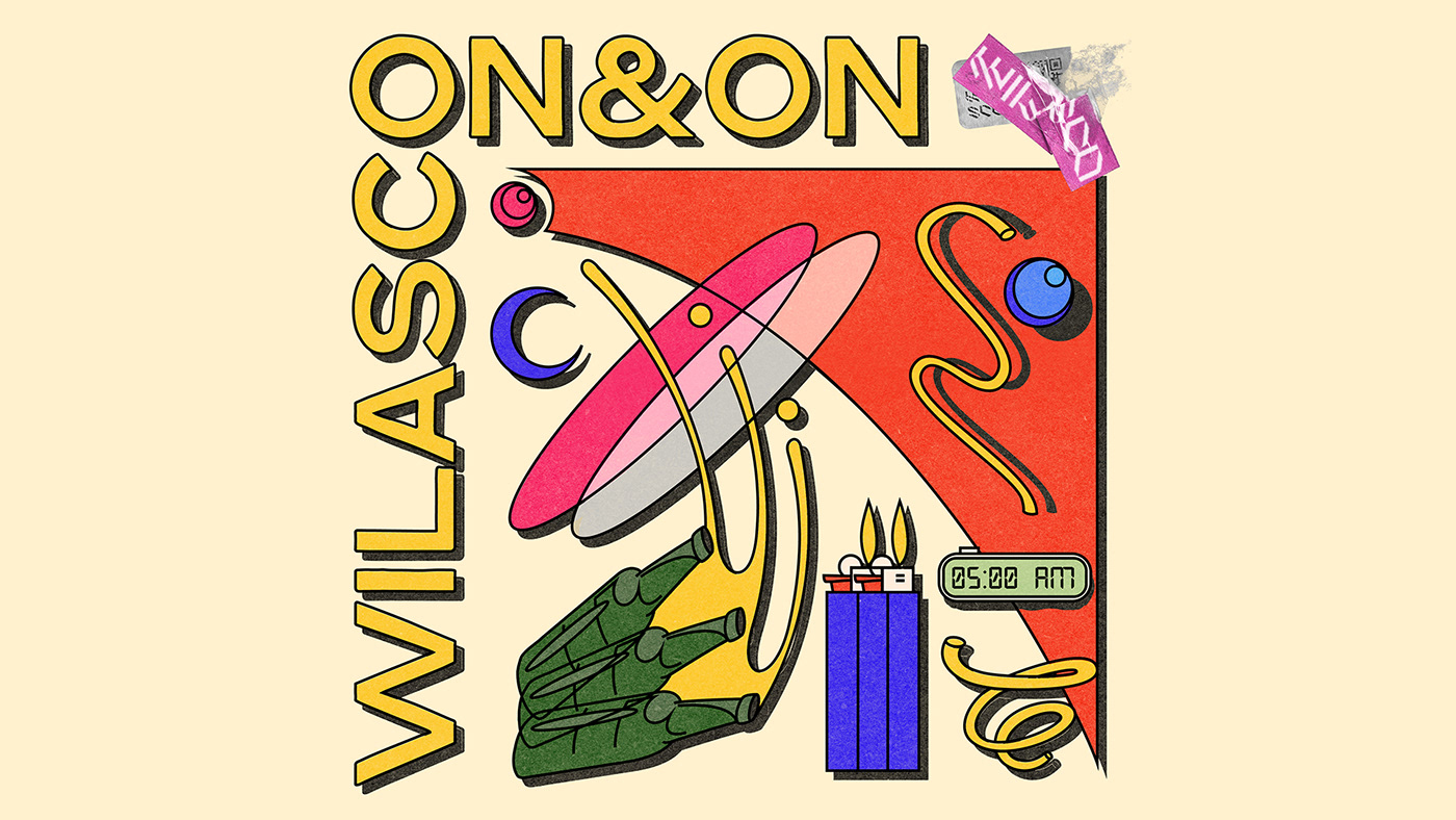 90s Album branding  colorful cover Fun music SYNTH vapor-wave ILLUSTRATION 