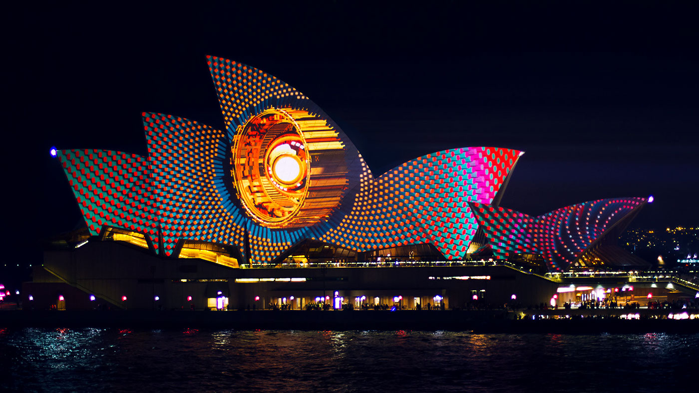 Vivid Sydney projection Sydney Opera House 3d animation animation  projection mapping Audio Creatures