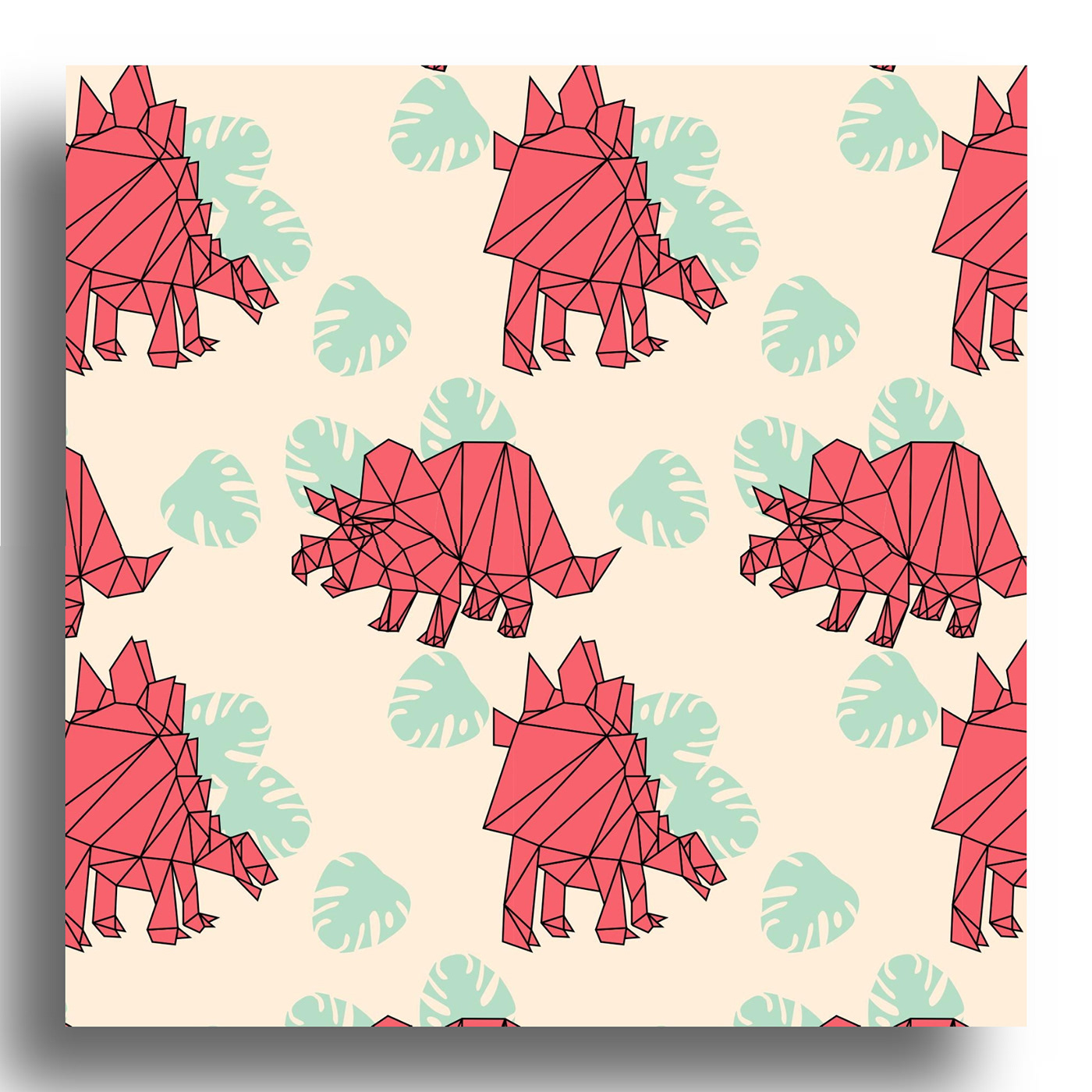 pattern background forchildren Fashion  Tropical colorful strawberry papaya dinosaurs